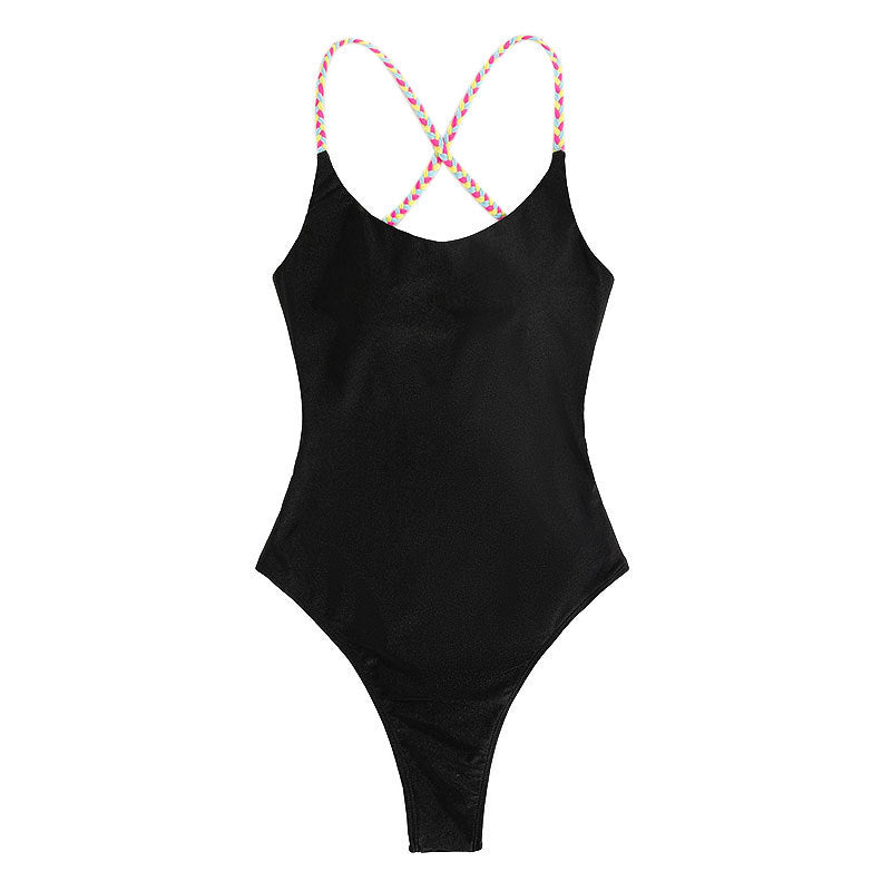 Solid Color Tie-Back Backless Bodycon Bikini Swimwear