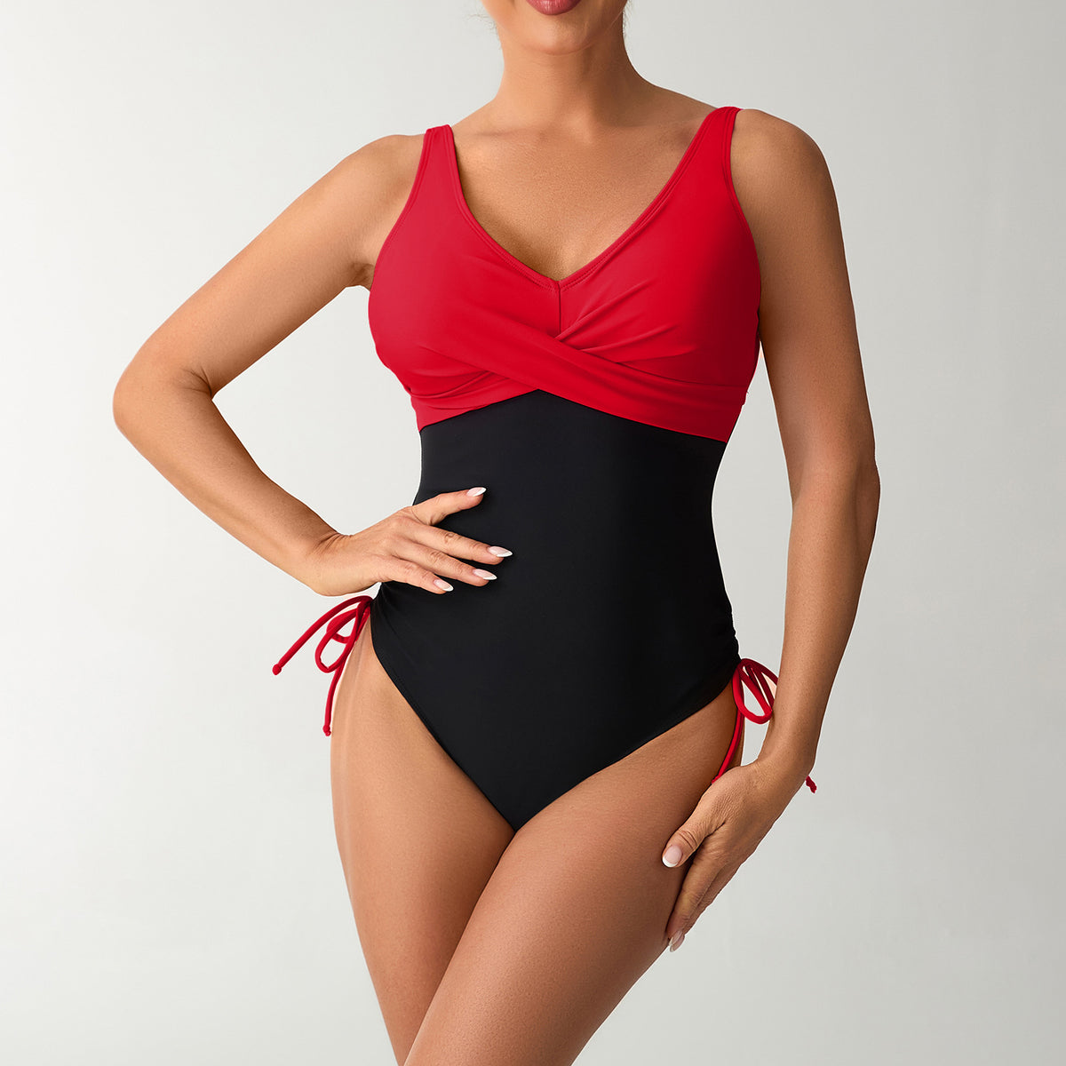 One piece swimsuit for women, color blocked sexy cross suspender bikini swimsuit
