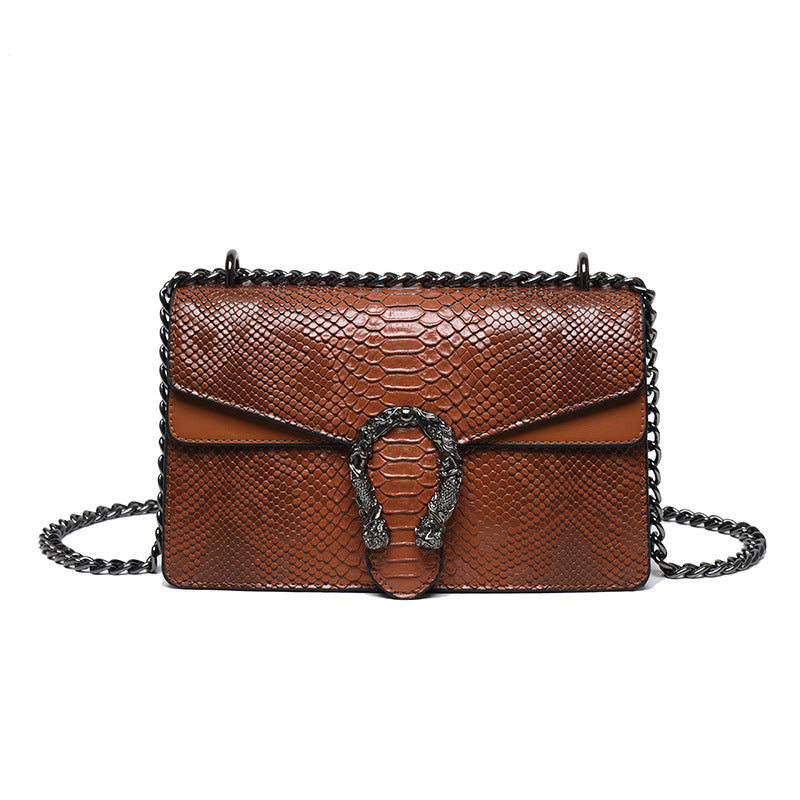 Petit Sac Carré Motif Crocodile | Fermeture Magnétique | Femme