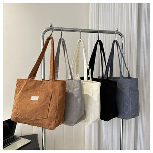 Sac Bandoulière en Velours Côtelé | Sac Épaule Casual Femme