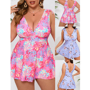 Printed skirt style swimsuit split swimsuit set