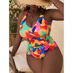 Maillot de Bain Une Pièce Floral Dos Nu | Grande Taille Femme | 0XL–5XL