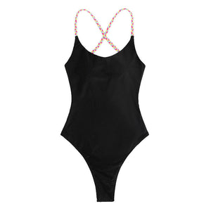 Solid Color Tie-Back Backless Bodycon Bikini Swimwear