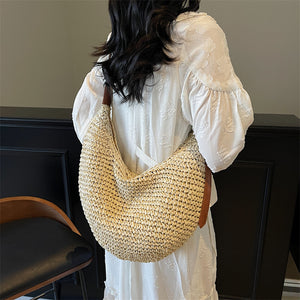 Sac Tressé en Paille Fait Main | Grande Capacité | Sac Épaule Femme