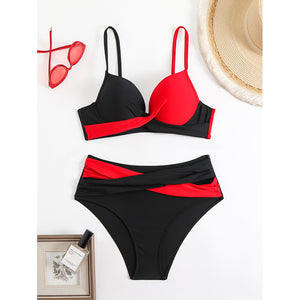 Color-blocked Polka Dot Bikini Sexy Two-Piece Swimsuit for Women Vacation Beach Hot Spring Swimwear