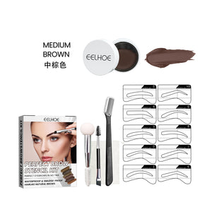Kit Sourcils Parfaits EELHOE — Crème & Pochoirs, Tenue Toute la Journée