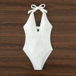 Sexy V-Neck Women's Beach Swimwear Bikini Sexy V-Neck Solid Color Halter