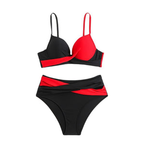 Color-blocked Polka Dot Bikini Sexy Two-Piece Swimsuit for Women Vacation Beach Hot Spring Swimwear