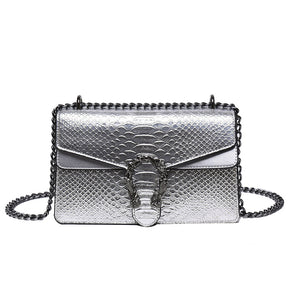Petit Sac Carré Motif Crocodile | Fermeture Magnétique | Femme