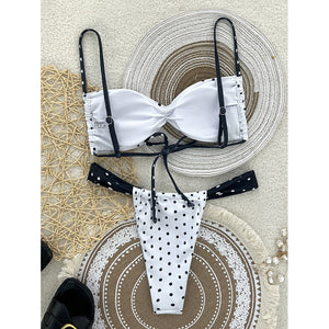 Color blocked camisole split swimsuit