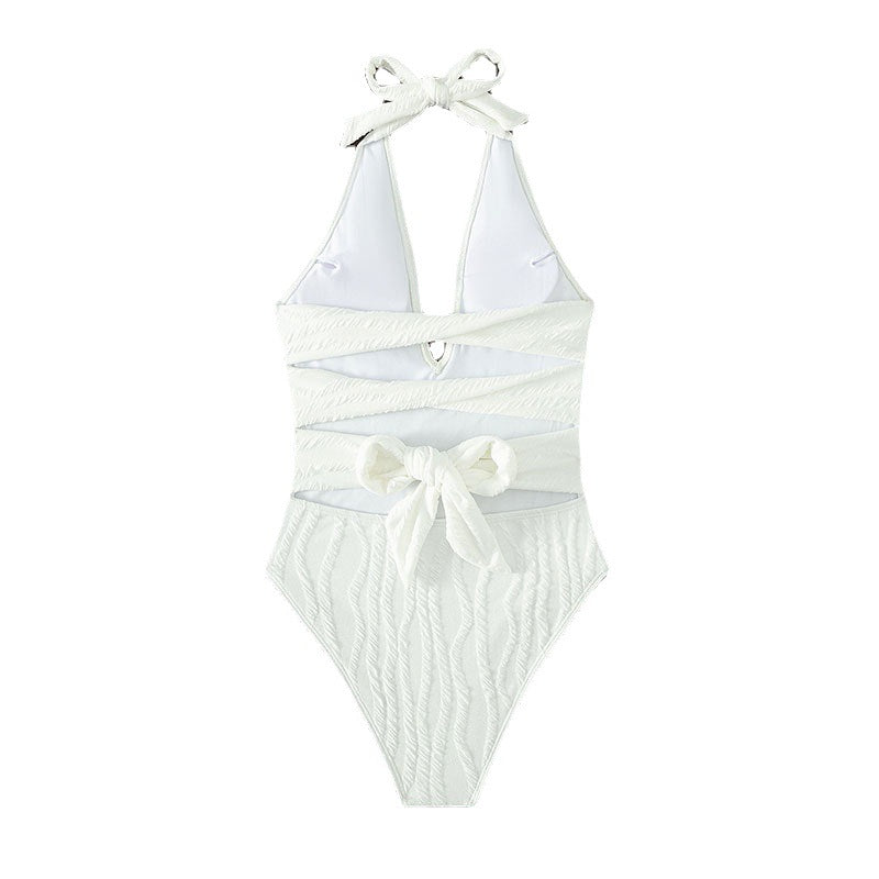 Sexy V-Neck Women's Beach Swimwear Bikini Sexy V-Neck Solid Color Halter