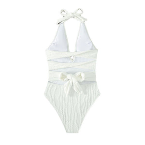 Sexy V-Neck Women's Beach Swimwear Bikini Sexy V-Neck Solid Color Halter