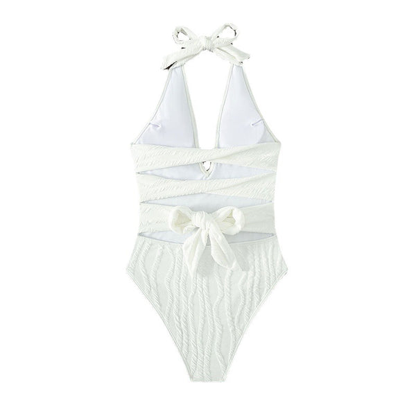Sexy V-Neck Women's Beach Swimwear Bikini Sexy V-Neck Solid Color Halter