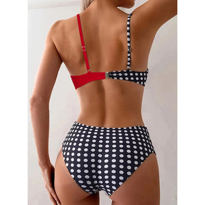 Color-blocked Polka Dot Bikini Sexy Two-Piece Swimsuit for Women Vacation Beach Hot Spring Swimwear