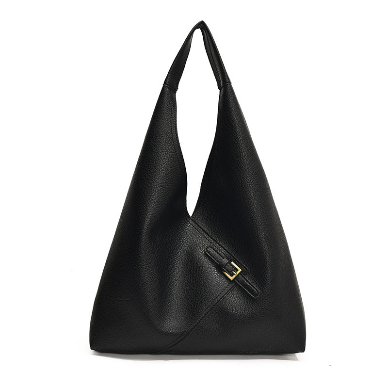 Grand Sac Sous-Bras en Cuir Souple Uni | Fermeture Magnétique | Femme