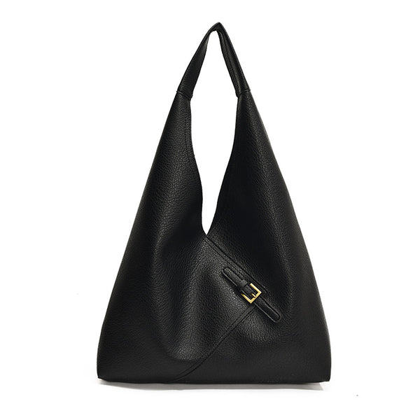 Grand Sac Sous-Bras en Cuir Souple Uni | Fermeture Magnétique | Femme
