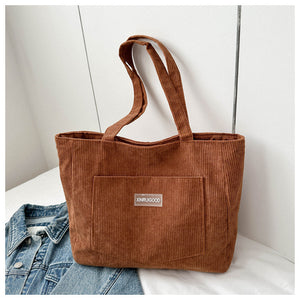 Sac Bandoulière en Velours Côtelé | Sac Épaule Casual Femme