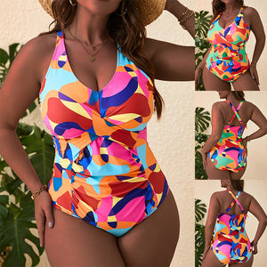 Maillot de Bain Une Pièce Floral Dos Nu | Grande Taille Femme | 0XL–5XL