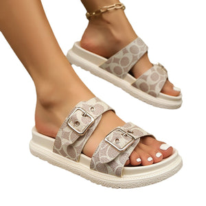 Mules à Semelle Épaisse Double Boucle — Style Européen, Bout Rond, Femme