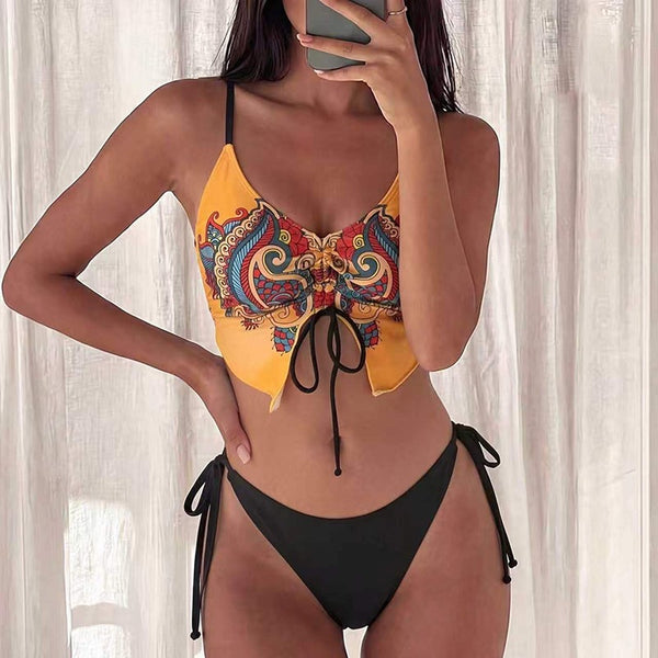 Bikini Deux Pièces Color Block — Séchage Rapide, Rembourré, Plage & Sports Nautiques