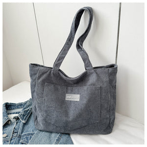 Sac Bandoulière en Velours Côtelé | Sac Épaule Casual Femme
