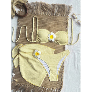 Sewing flower bikini three piece set