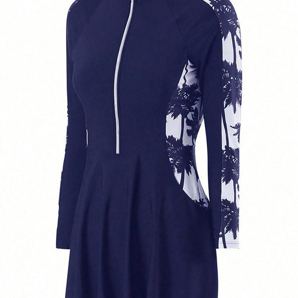 Long sleeved skirt style top swimsuit