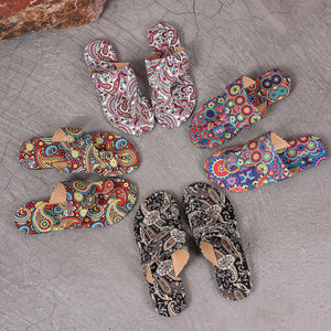 Chaussons Mules en Tissu | Semelle Caoutchouc Légère | Femme