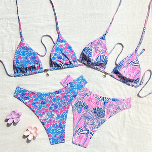 Bikini Deux Pièces Imprimé Coquillage à Lacets | Maillot Sexy Femme | Plage & Spa