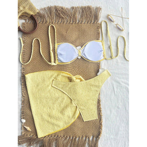 Sewing flower bikini three piece set