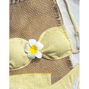 Sewing flower bikini three piece set