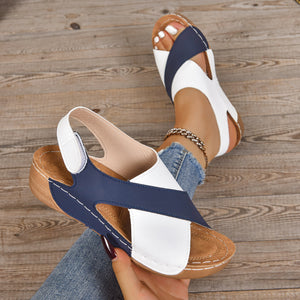 Sandales à Brides Croisées Ajourées | Fermeture Velcro | Femme