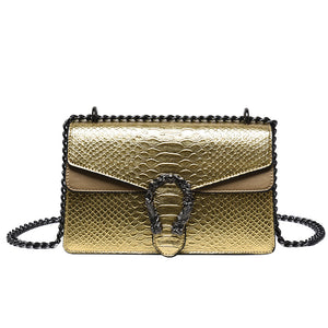 Petit Sac Carré Motif Crocodile | Fermeture Magnétique | Femme