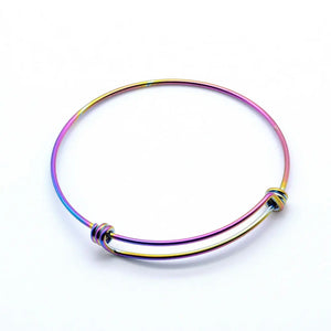 Lot de 20 Bracelets Jonc Ajustables en Acier Inoxydable – Base DIY pour Charms 50–65 mm