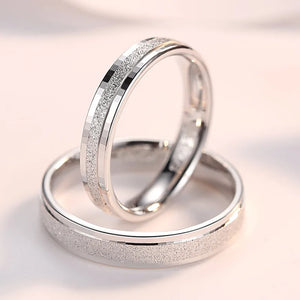 Alliance Couple 925 Sterling Silver – Bague Fine Plaquée Platine Design Givré