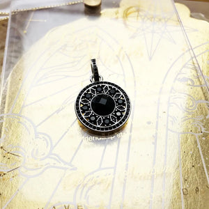 Pendentif Cercle Noir en Argent Sterling 925 – Design Élégant Sertie Zircon Style Moderne