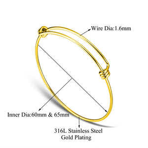 Lot de 20 Bracelets Jonc Ajustables en Acier Inoxydable – Base DIY pour Charms 50–65 mm
