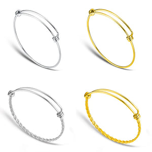 Lot de 20 Bracelets Jonc Ajustables en Acier Inoxydable – Base DIY pour Charms 50–65 mm