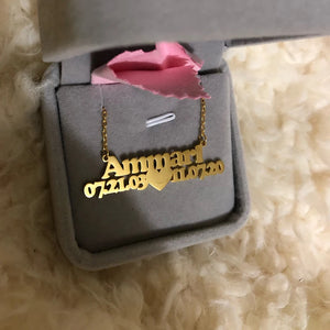 Collier Prénom Personnalisé avec Cœur & Couronne – Acier Inoxydable Plaqué Or