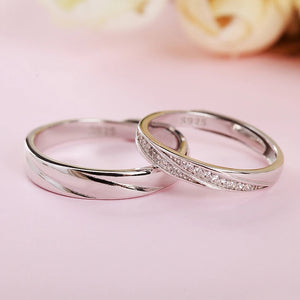 Bague Couple en Argent Sterling 925 – Zircon AAA, Alliance Élégante Mariage & Fiançailles