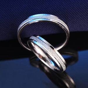 Alliance Couple 925 Sterling Silver – Bague Fine Plaquée Platine Design Givré