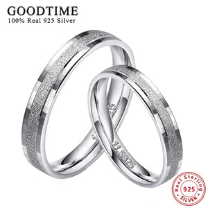 Alliance Couple 925 Sterling Silver – Bague Fine Plaquée Platine Design Givré