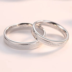Alliance Couple 925 Sterling Silver – Bague Fine Plaquée Platine Design Givré
