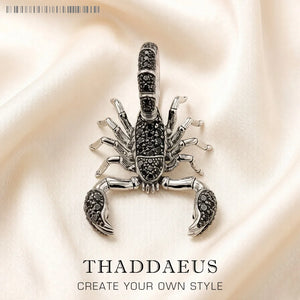 Pendentif Scorpion Noir en Argent Sterling 925 – Style Punk Unisexe avec Zircon