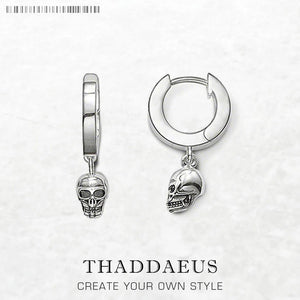 Boucles d’Oreilles Créoles Skull en Argent Sterling 925 – Style Punk Unisexe Charnière