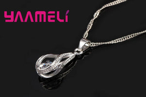 Schmuckset 925er Silber – Halskette & Ohrringe Wassertropfen Zirkon