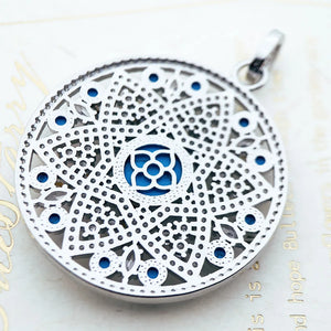 Pendentif Rond Turquoise en Argent 925 – Bijou Femme Homme Style Moderne et Élégant