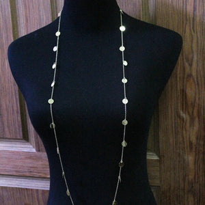 Collier Long Chaîne Dorée — Pendentif Sequins Style Bohème