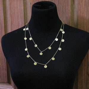 Collier Long Chaîne Dorée — Pendentif Sequins Style Bohème