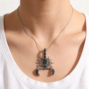 Pendentif Scorpion Noir en Argent Sterling 925 – Style Punk Unisexe avec Zircon